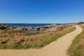 Smooth path along Bay of Fires with beautiful scenic view leading to lookout in Tasmania, Australia. Royalty Free Stock Photo