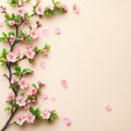 A smooth pattern of fleeting cherry blossom petals gliding softly against a vintage parchment background Royalty Free Stock Photo