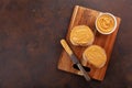 smooth peanut butter bread toast, healthy traditional sandwich Royalty Free Stock Photo