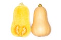 Smooth pear shaped orange butternut squash waltham isolated on white Royalty Free Stock Photo