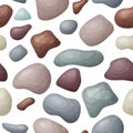 Smooth pebble stone seamless pattern. Gravel cobblestone texture background. Garden walkway landscape. vector floor Royalty Free Stock Photo