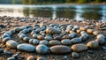 The stones vary in size and color creating a visually pleasing Royalty Free Stock Photo