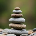 Smooth pebbles stacked in a balanced formation. Each rock varies in size, with the Royalty Free Stock Photo