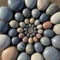 Smooth pebbles of various sizes and Royalty Free Stock Photo