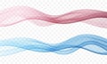 Smooth pink and blue transparent flowing waves with layered curves on a checkered background, modern abstract vector design for Royalty Free Stock Photo