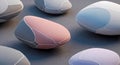 Smooth polished pebble shapes with soft pastel reflections and 3D depth Royalty Free Stock Photo