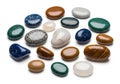 Smooth, polished stones are displayed against a white Royalty Free Stock Photo