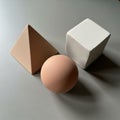 Smooth, the pyramid angular with a matte texture, and the cube Royalty Free Stock Photo
