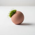 Moss Bryophyta grows on one side of the sphere creating a combinati Royalty Free Stock Photo