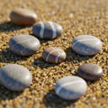 Smooth, rounded pebbles with distinctive white Royalty Free Stock Photo