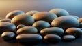 Smooth rounded pebbles of various sizes are arranged closely together Royalty Free Stock Photo