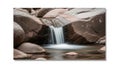 Smooth rounded rocks creating a small cascade into a tranquil pool Royalty Free Stock Photo