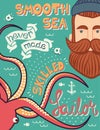 A smooth sea never made a skilled sailor illustration, hand-drawn poster design