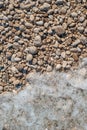 Smooth sea stones and sea waves foam