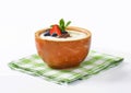 Smooth semolina porridge with fresh fruit and chocolate Royalty Free Stock Photo