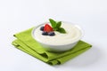 Smooth semolina porridge with fresh fruit Royalty Free Stock Photo