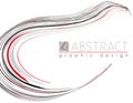 Smooth shape. Abstract template with black, red and gray strips