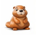 Smooth And Shiny Beaver 3d Icon - Cartoon Clay Material