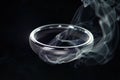 Smooth silver ring with a white smoke. Generative AI