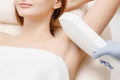 Smooth skin woman under arms. Laser hair removal