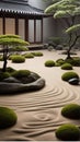 smooth stones and a few carefully placed bonsai trees Mobile_Wallpaper