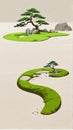 smooth stones and a few carefully placed bonsai trees Mobile_Wallpaper