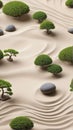 smooth stones and a few carefully placed bonsai trees Mobile_Wallpaper