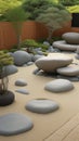 smooth stones and a few carefully placed bonsai trees Mobile_Wallpaper