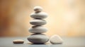 Smooth stones stacked in balance, tranquility and meditation. Zen background