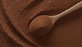 Smooth surface very dark cocoa powder , top view. Cocoa powder textured background. Royalty Free Stock Photo