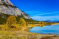 Smooth turquoise water of the Abraham lake Royalty Free Stock Photo