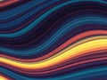 Abstract flowing waves of deep blue teal purple and vibrant yellow orange light creating a dynamic visual texture background Royalty Free Stock Photo