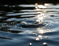 A smooth water surface with tiny sparkles of light scattered across. Royalty Free Stock Photo