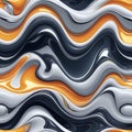 Smooth waves of black white and gold colors flow together in a continuous abstract pattern with a fluid motion and shiny surface Royalty Free Stock Photo