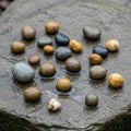 Stone has patches of darker wetness, providing a contrast to the damp, Royalty Free Stock Photo