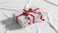The smooth white box and the vibrant red ribbon highlights the simplicit Royalty Free Stock Photo