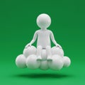 A smooth, white, human-like figure sits on a stylized cloud composed of interlocking, Royalty Free Stock Photo