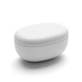 Smooth White Oval Shaped Container with Lid on White Background case storage Royalty Free Stock Photo