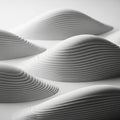 Smooth, white, undulating forms resembling sand dunes or shells, composed of layere Royalty Free Stock Photo