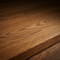 Smooth wooden surface with a natural oak grain pattern. The wood is medium brown, Royalty Free Stock Photo
