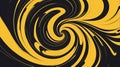 Smooth yellow background disrupted by dramatic black circular strokes and curves Royalty Free Stock Photo