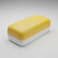 Smooth Yellow and White Rectangular Object on Gray Surface Keywords: yellow, white, rectangle, rectangular, object, smooth, Royalty Free Stock Photo