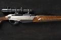 Smoothbore hunting gun on black background close up Royalty Free Stock Photo