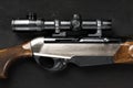 Smoothbore hunting gun on black background close up Royalty Free Stock Photo