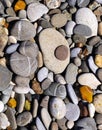 Smoothed pebbles on the beach by the Sea