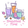 Smoothie background. Detox drink, summer cocktail with natural juices takeaway, healthy organic vegan nutrition