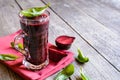 Smoothie with beetroot, spinach and lemon Royalty Free Stock Photo