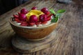 Smoothie bowl decorated with mango Royalty Free Stock Photo