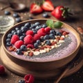 smoothie bowl with fresh berries and chia seeds