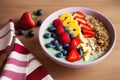 Smoothie bowl with fruits, muesli, strawberries, slices, generative ai, healthy food.